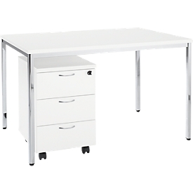 Ensemble de meubles de bureau 2 pièces, table de bureau à domicile, blanc/argent chromé 