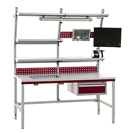 Ensemble de table d'emballage Kompakt System Flex Hüdig+Rocholz, 1600 mm, hauteur ajustable