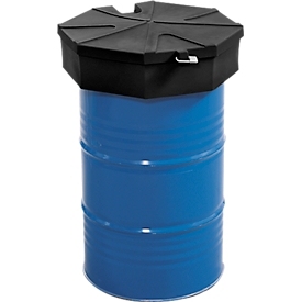 Entonnoir à fût, polyéthylène, noir, Ø 690 x H 190 mm, volume de remplissage 22 l, avec couvercle et tamis