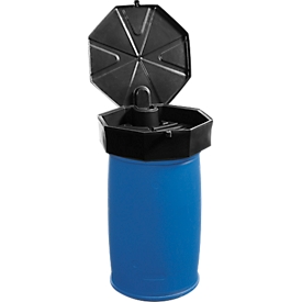 Entonnoir à fût, polyéthylène, noir, Ø 690 x H 190 mm, volume de remplissage 22 l, avec couvercle
