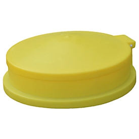 Entonnoir pour fût avec couvercle rabattable, pour fûts de 205 L, Ø 610 mm, tamis à déchets intégré, PE, jaune