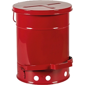 Entsorgungsbehälter Düperthal, selbstschließender Deckel, Ø 290 x H 397 mm, Stahlblech, rot