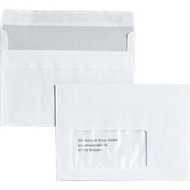 Enveloppes 114 x 162 mm (C6) avec fenêtre, autocollantes, 25 pièces