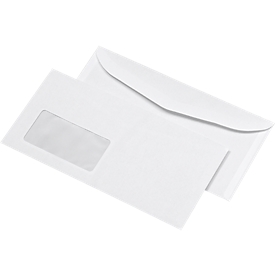 Enveloppes 114 x 229 mm (format C5/6) blanc Offset, 1000 p., avec fenêtre à gauche