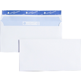 Enveloppes blanches, 110 x 220 mm (DL), 100 g/m², sans fenêtre, paquet de 500 pièces