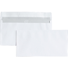 Enveloppes blanches, 110 x 220 mm (DL), 75 g/m², patte adhésive, paquet de 25