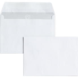 Enveloppes blanches, 114 x 162 mm (C6), 80 g/m², sans fenêtre,  patte adhésives, 25 pièces