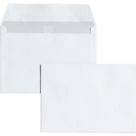 Enveloppes blanches, 114 x 162 mm (C6), 80 g/m², sans fenêtre,  patte adhésives, 25 pièces
