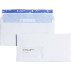 Enveloppes blanches, C6, avec fenêtre à gauche, avec pate adhésive, paquet de 500