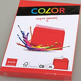 Enveloppes colorées, C6, rouge, 25 p.