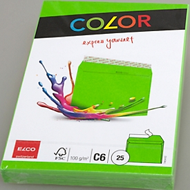 Enveloppes colorées, C6, vert, 25 p.