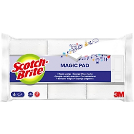 éponge magique Scotch-Brite™ Magic Pad - contre les traits de crayon de couleur/les empreintes digitales/les dépôts de calcaire/les taches de rouille - sans produit chimique - mousse - blanc - 6 pièces