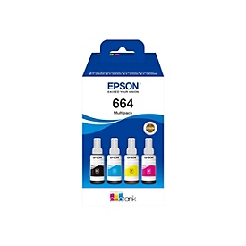 Epson 664 EcoTank 4-colour Multipack - Original - Noir - Cyan - Magenta - Jaune - EcoTank L555 EcoTank L355 EcoTank ET-4500 EcoTank ET-2650 EcoTank ET-2600 EcoTank ET-2550 EcoTank... - 70 ml - 70 ml - Jet d'encre