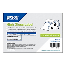 Epson - Hochglänzend - permanenter Acrylklebstoff - 105 x 210 mm 273 Etikett(en) (1 Rolle(n) x 273) gestanzte Etiketten - für ColorWorks CW-C6000Ae, CW-C6000Pe, CW-C6500Ae, CW-C6500Pe