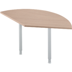 Ergo-T 2.0 aanbouwtafel, hoek 135°, vierkant buisonderstel, B 800 x D 800 x H 718-898 mm, eiken decor/blank aluminium