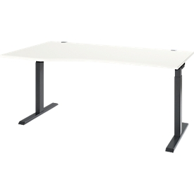 ERGO-T 2.0 desk, free-form, left attachment, T-foot, W 1800 x D 1000/800 x H 675-895 mm, white/anthracite