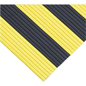 Ergonomische loper, Op maat te snijden, 600 mm breed, zwart/geel