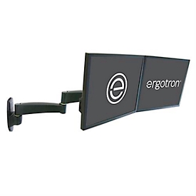ergotron® 200 Serie Dual Monitor Arm, muurbevestiging, voor 2 beeldschermen tot 22″ &amp; tot 5,9 kg, 360° draaibaar, in diepte verstelbaar, VESA, zwart