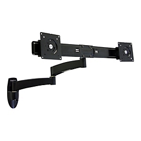Ergotron 200 Series - Befestigungskit (Wandbefestigung, Doppelgelenkarm, Querstange, 2 Aufsätze, 2 VESA-Adapter) - einstellbarer Arm - für 2 LCD-Displays - Stahl - Schwarz - Bildschirmgröße: bis zu 55,9 cm (bis zu 22 Zoll)