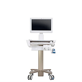 ergotron® CareFit™ Slim mobiele afdelingsrolley, tot 5,4 kg, voor monitoren & laptops, werkoppervlak B 533 x D 353 mm, in hoogte verstelbaar, opbergbakje