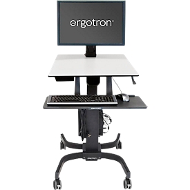 Ergotron WorkFit-C 24-216-085 zit-sta werkplek, monitor tot 30", tot 12,7 kg, in hoogte verstelbaar, toetsenbord- en muislade, VESA, zwart-grijs