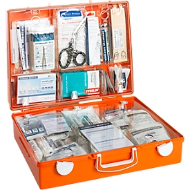 Erste-Hilfe-Koffer MULTI, gefüllt mit DIN 13169 (erweitert), B 400 x T 300 x H 150 mm, ABS-Kunststoff, orange