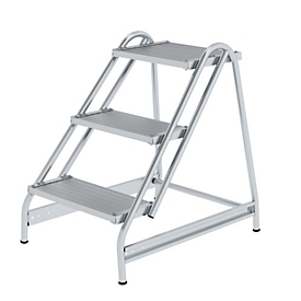 Escabeau de travail Munk, aluminium, construction tubulaire soudée, surface de marche 400 x 300 mm, marches de 200 mm de profondeur, charge max. 150 kg, 3 marches
