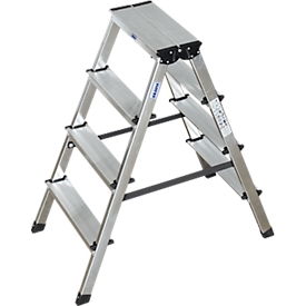 Escabeau double en alu, 2 x 4 marches