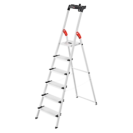Escabeau Hailo L80, EN 131, avec plateau multifonction et marches XXL, jusqu'à 150 kg, 6 marches