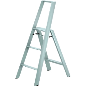 Escabeau Metaphys Lucano Dusty Mint, 3 marches, jusqu'à 100 kg, main courante, pliable, L 155 x H 1330 mm, aluminium, vert