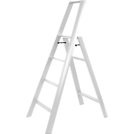 Escabeau Metaphys Lucano White, 4 marches, jusqu'à 100 kg, main courante, pliable, L 155 x H 1635 mm, aluminium, blanc