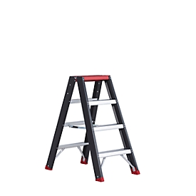 Escabeau Professional Topline, double, alu, 2 x 4 marches