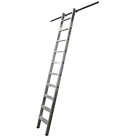 Escalera de estantería KRAUSE, aluminio, con 1 par de ganchos, 6 peldaños