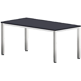 Escritorio BEXXSTAR, base de tubo cuadrado, rectangular, ancho 1600 x fondo 800 x alto 740 mm, negro