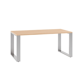Escritorio QUANDOS BOX, base de patín, rectangular, An 1600 x P 800 x Al 720 - 820 mm, cerezo Romana 
