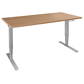 Escritorio Schäfer Shop Genius AERO FLEX, regulable en altura eléctricamente, 2 niveles de ajuste de altura eléctricos, w. 1200 mm, base en forma de C, con panel de control, cerezo Romana 