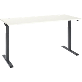 Escritorio Schäfer Shop Select ERGO-T 2.0, regulable eléctricamente en altura, rectangular, pie en T, ancho 1800 x fondo 800 x alto 715-1205 mm, blanco/antracita