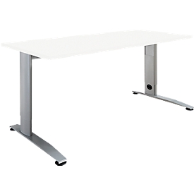 Escritorio Schäfer Shop Select LOGIN, regulable en altura manualmente, pie en C, An 1200 x Pr 800 x Al 660-820 mm, aluminio blanco/blanco