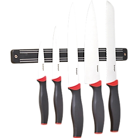 ESMEYER Aurea 5-teiliges Messerset: Chef/Brot/Fleisch 30 cm, Universal 19 cm, Gemüse 15 cm – Spezialstahl, Hängeleiste