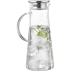 ESMEYER Faro Carafe en verre 1,7 L verre borosilicaté résistant à la chaleur, couvercle en acier inoxydable et silicone 18/10, H 285 mm
