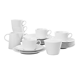 ESMEYER Heike Kaffeeservice, 20‑tlg., mit Zuckerdose und Milchgießer, Caterado Porzellan, uni weiß