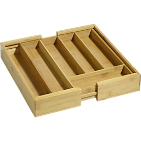 ESMEYER Simon variable cutlery tray made of bamboo wood, extendable from 285 to 400 mm, 5/7 compartments, fits in almost all drawers