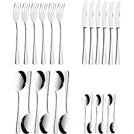 ESMEYER Stockholm Set de 24 couverts pour 6 personnes, acier inoxydable 18/10 poli, couteaux en acier à lame, 2,2/2,0 mm
