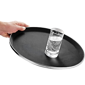 Esmeyer® TENNESSEE plateau antidérapant, rond, ø 355 mm, empilable, surface en fibre de verre et caoutchouc, noir