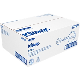 Essuie-mains Ultra™ 6778 Kleenex® - 215 x 315 mm - pliage interfolié - 2 épaisseurs - 1860 feuilles - 15 paquets de 124 feuilles - 