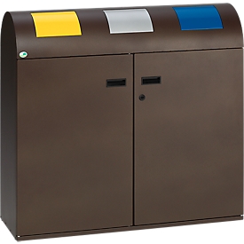 Estación de clasificación de residuos, parte superior semicircular, marrón oscuro