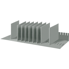 Estación de clasificación, DIN A4, poliestireno, para armarios, 8 compartimentos, ancho 700 x fondo 275 x alto 210 mm