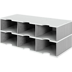 Estación de clasificación styro® Jumbo, DIN C4, 2 estantes/3 filas/6 compartimentos, gris