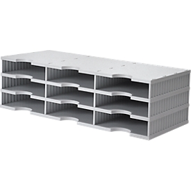 Estación de clasificación styro® styrodoc Standard, DIN C4, 3 niveles / 3 filas / 9 estantes, gris/gris