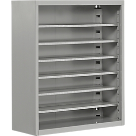 Estantería almacén, 830 mm de alto, 6 estantes, sin cajas, aluminio blanco